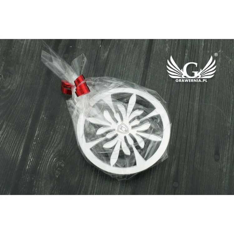 Spiegelnde Weihnachtskugeln mit Ihrer Gravur - Maße 80x92mm - Schneeflocke - BDR010