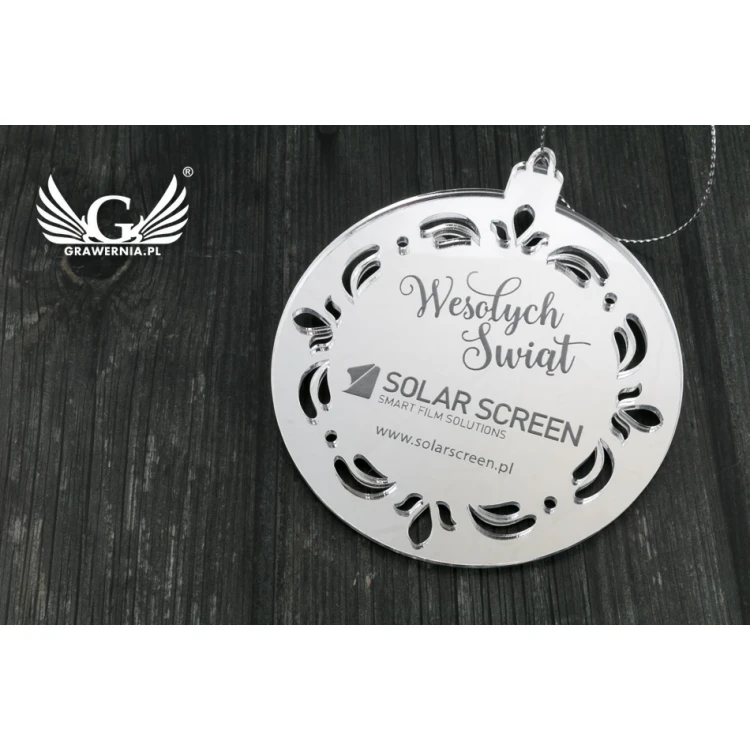 Spiegelnde Weihnachtskugeln mit Ihrer Gravur - Maße 80x92mm - Schneeflocke - BDR010