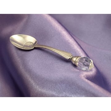 Löffel mit transparentem Kristall - SILBER - Andenken an die Heilige Taufe - Muster SRB024