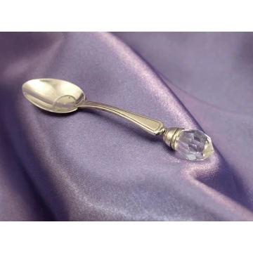 Löffel mit transparentem Kristall - SILBER - Andenken an die Heilige Taufe - Muster SRB024