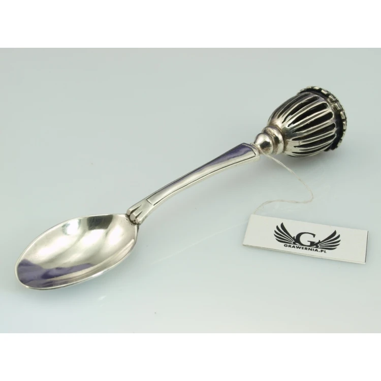 LÖFFEL MIT RASSEL - SILBER - Andenken an die Heilige Taufe - Muster SRB018
