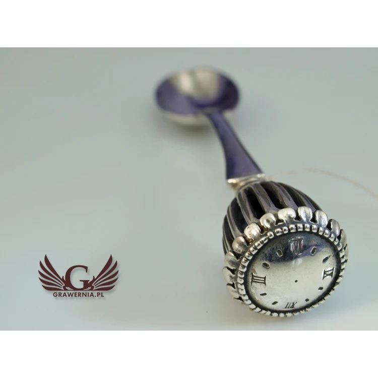 LÖFFEL MIT RASSEL - SILBER - Andenken an die Heilige Taufe - Muster SRB018