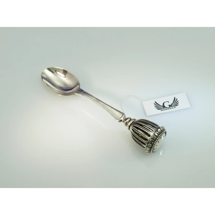 LÖFFEL MIT RASSEL - SILBER - Andenken an die Heilige Taufe - Muster SRB018