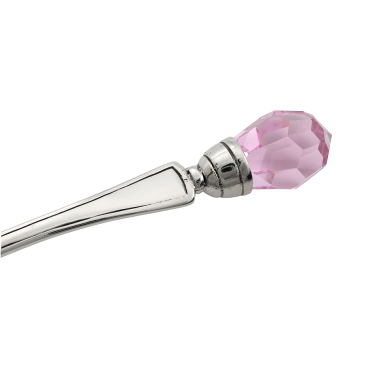 Löffelchen mit rosa Kristall - SILBER - Andenken an die Heilige Taufe - Muster SRB042