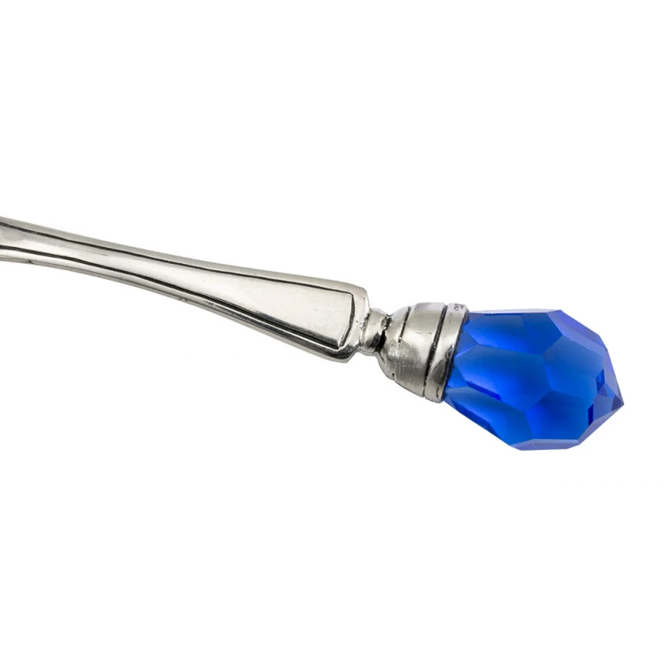 Löffel mit blauem Kristall - SILBER - Taufgeschenk - Muster SRB041