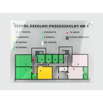 Kleiner Taktile Karte mit Braille-Schrift - Plexi und ADA - Maße: 430x320mm - TAB528