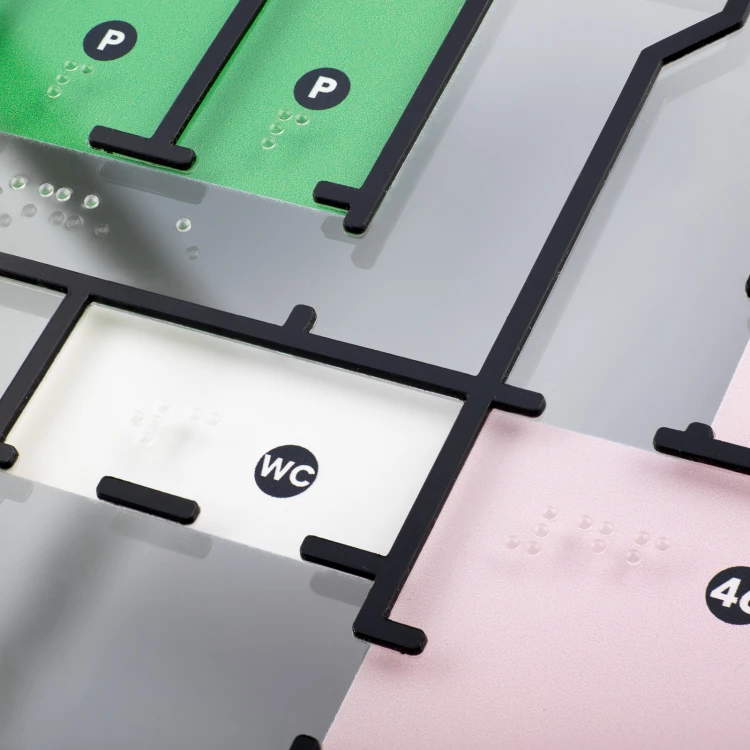 Kleiner Taktile Karte mit Braille-Schrift - Plexi und ADA - Maße: 430x320mm - TAB528