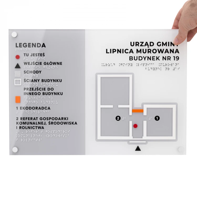 Kleiner Taktile Plan mit Braille-Schrift - Plexi und ADA - Maße: 420x297mm - TAB534