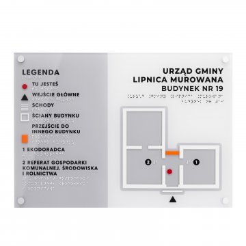 Kleiner Taktile Plan mit Braille-Schrift - Plexi und ADA - Maße: 420x297mm - TAB534