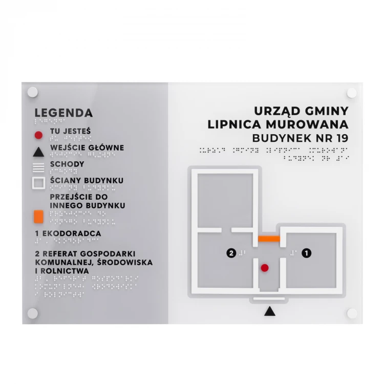 Kleiner Taktile Plan mit Braille-Schrift - Plexi und ADA - Maße: 420x297mm - TAB534