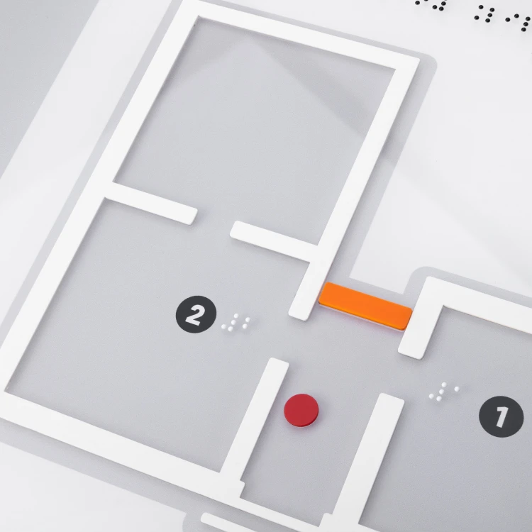 Kleiner Taktile Plan mit Braille-Schrift - Plexi und ADA - Maße: 420x297mm - TAB534