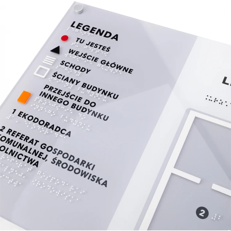Kleiner Taktile Plan mit Braille-Schrift - Plexi und ADA - Maße: 420x297mm - TAB534