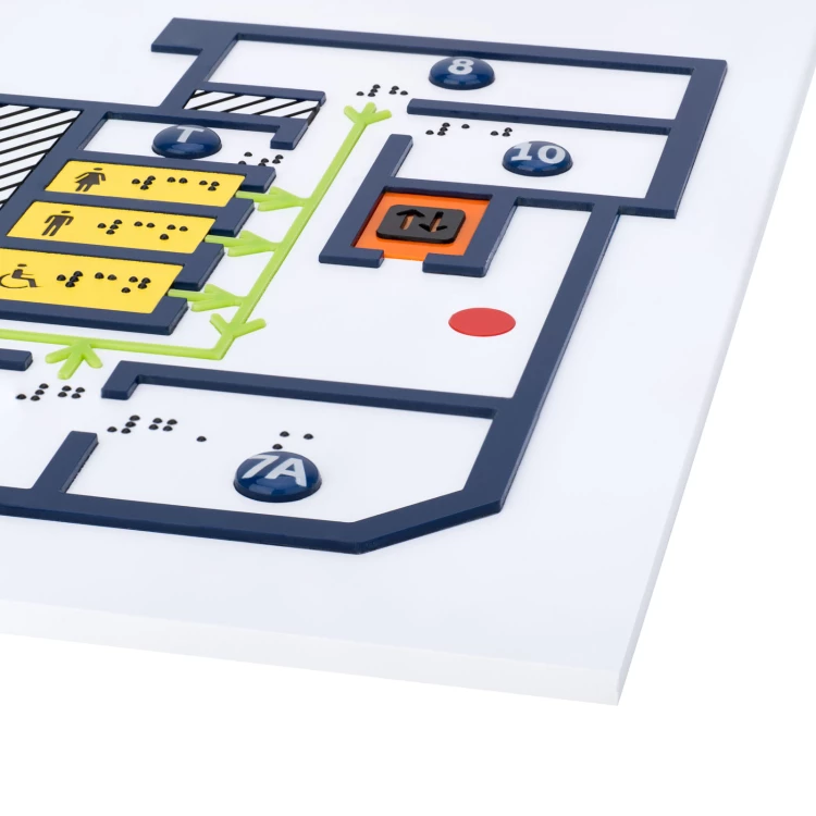 Kleiner Taktile Plan mit Braille-Schrift - Plexiglas, ADA und Laminat - Maße: 445x350mm - TAB552