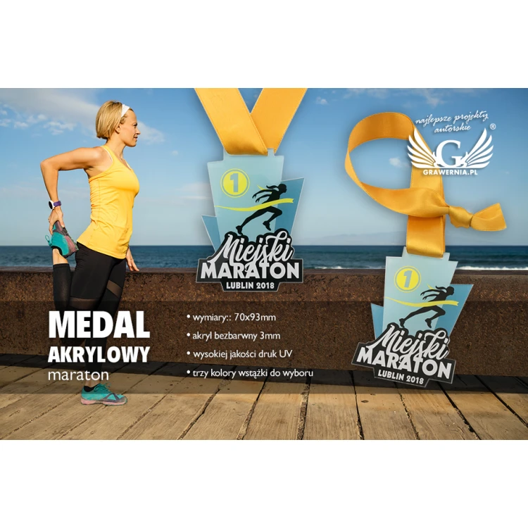 Akrylmedaille - Marathon - Maße: 70x93mm - UV-Druck - MGR066