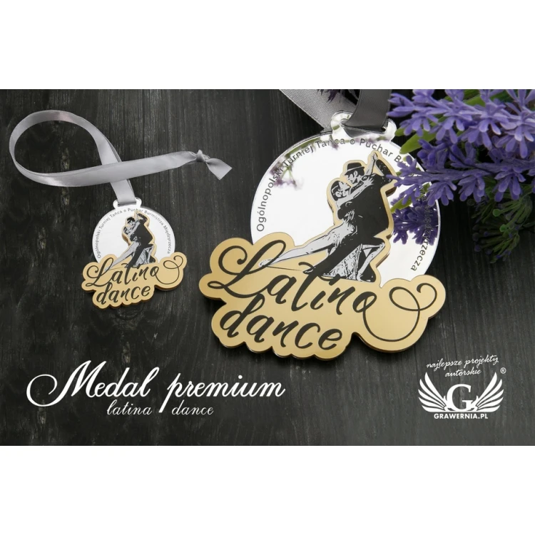 Premium Medaille - Latina Tanz - Maße: 76x75mm - UV-Druck - MGR065