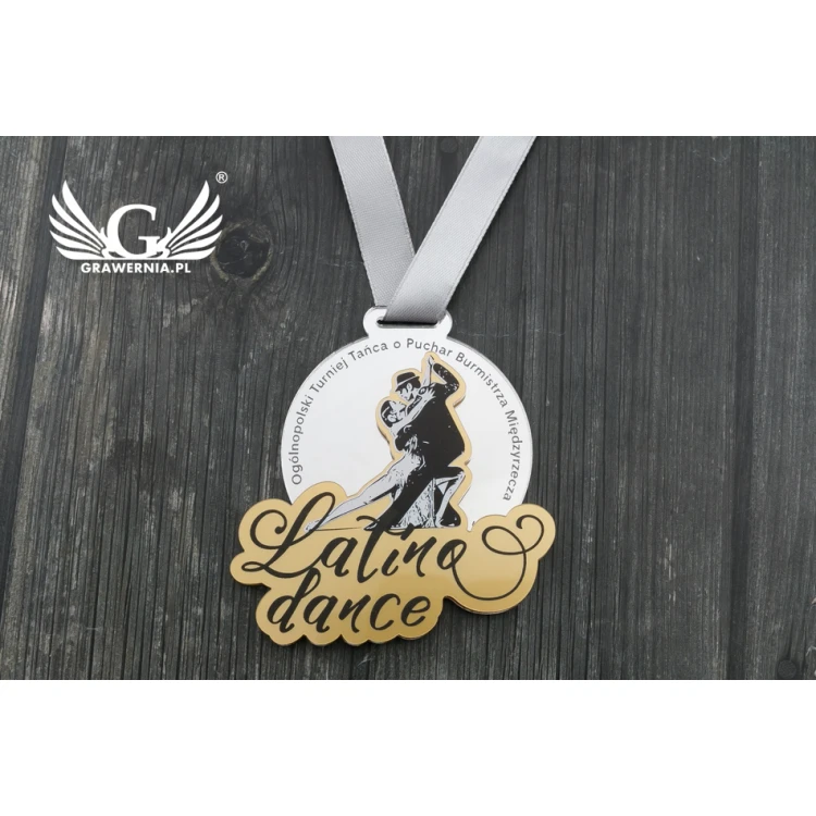 Premium Medaille - Latina Tanz - Maße: 76x75mm - UV-Druck - MGR065