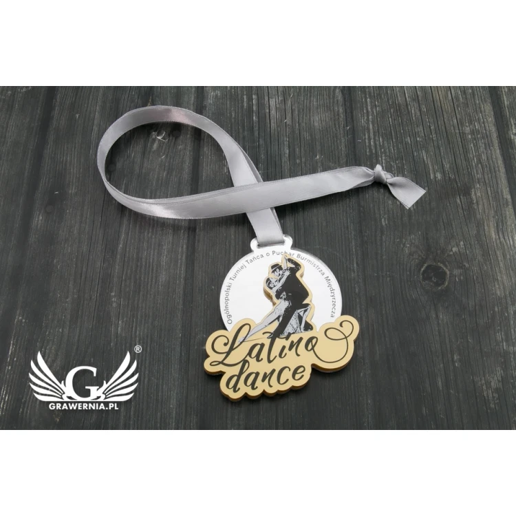 Premium Medaille - Latina Tanz - Maße: 76x75mm - UV-Druck - MGR065