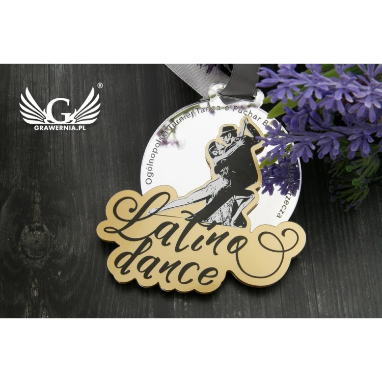 Premium Medaille - Latina Tanz - Maße: 76x75mm - UV-Druck - MGR065