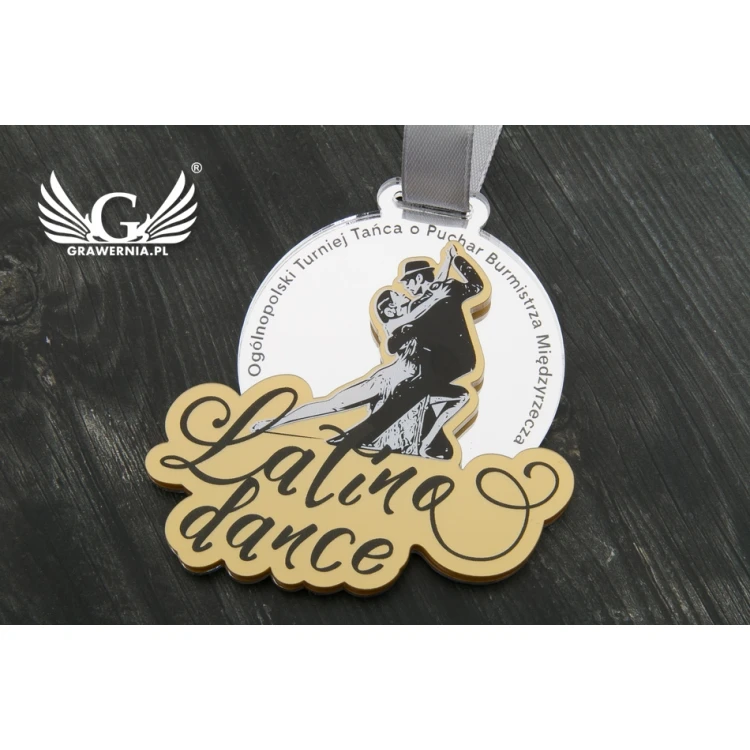 Premium Medaille - Latina Tanz - Maße: 76x75mm - UV-Druck - MGR065