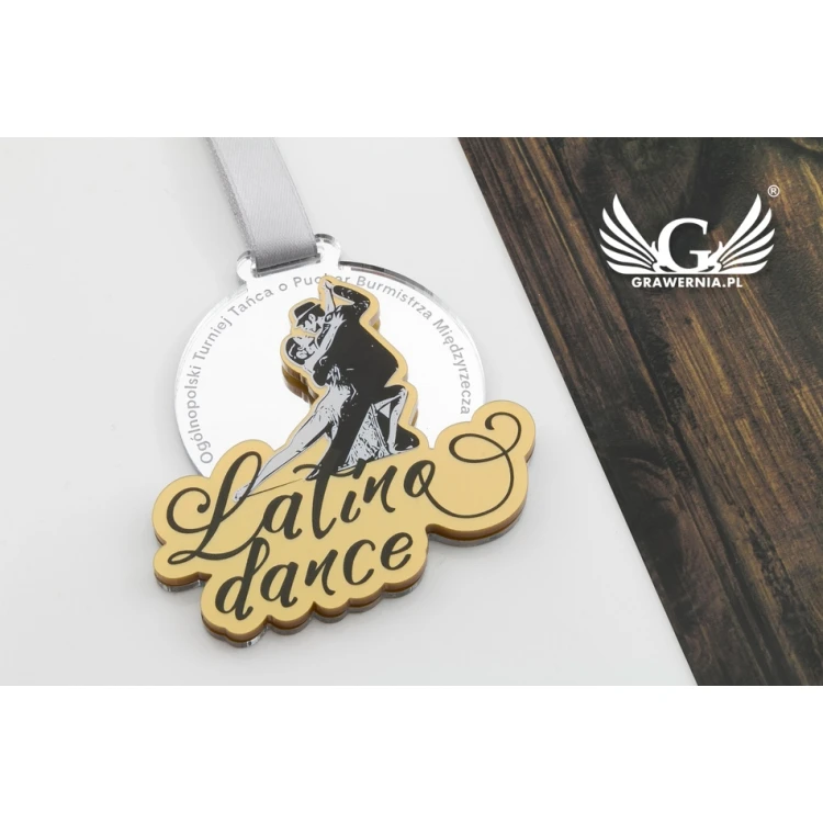 Premium Medaille - Latina Tanz - Maße: 76x75mm - UV-Druck - MGR065