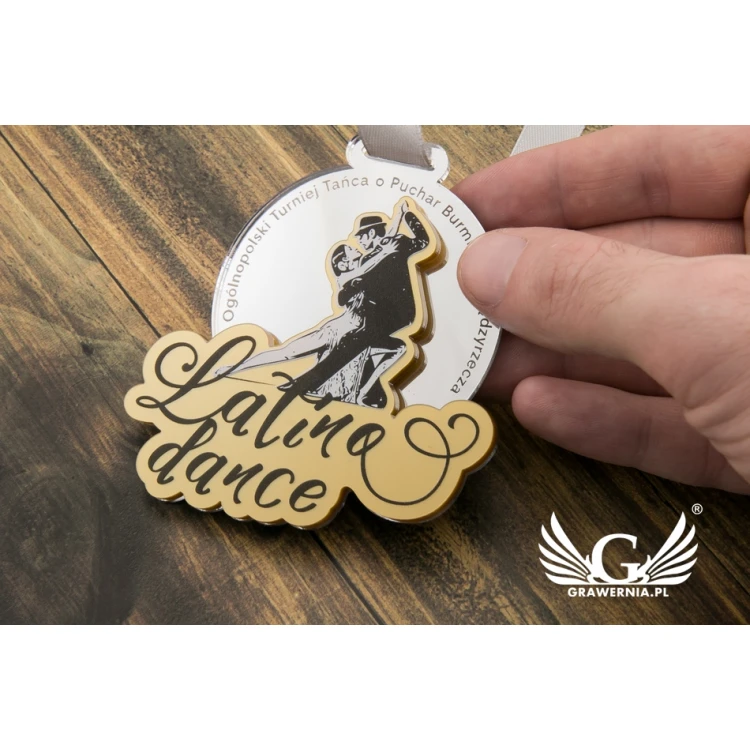 Premium Medaille - Latina Tanz - Maße: 76x75mm - UV-Druck - MGR065