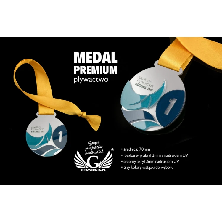 Premium Medaille - Schwimmen - Durchmesser: 70mm - MGR069