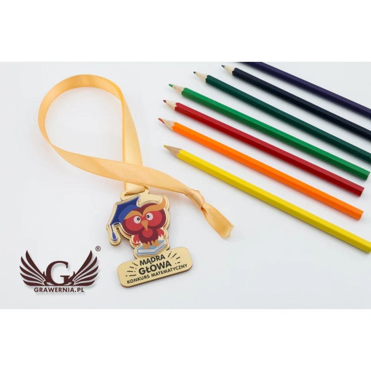 Premium Medaille - Eule - Abmessungen: 65x50mm - UV-Druck - MGR067
