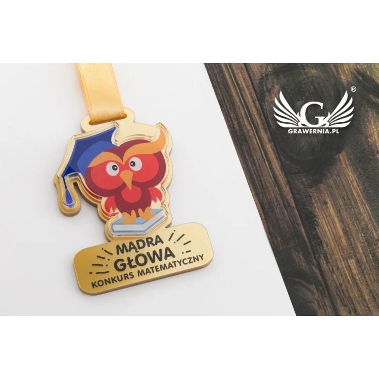 Premium Medaille - Eule - Abmessungen: 65x50mm - UV-Druck - MGR067