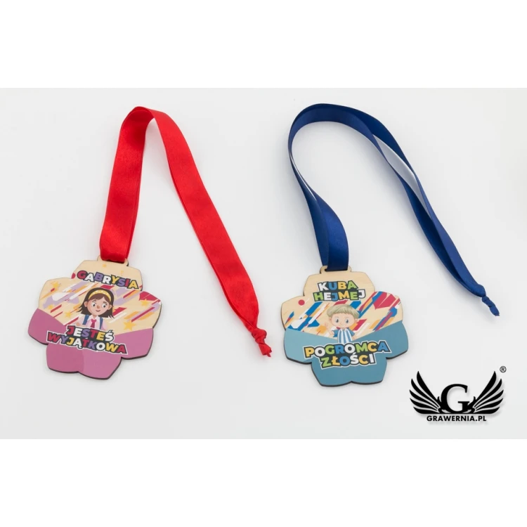 Holzmedaille für Kindergartenkinder, Schüler - Größe 83x89mm - UV-Druck - MGR079