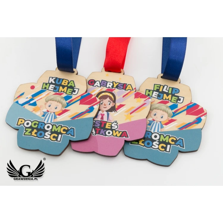 Holzmedaille für Kindergartenkinder, Schüler - Größe 83x89mm - UV-Druck - MGR079