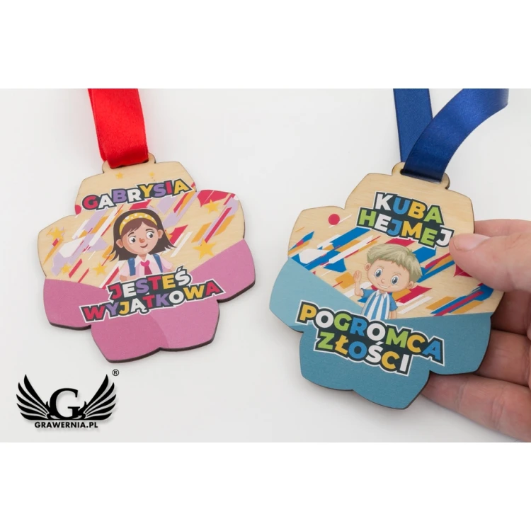 Holzmedaille für Kindergartenkinder, Schüler - Größe 83x89mm - UV-Druck - MGR079