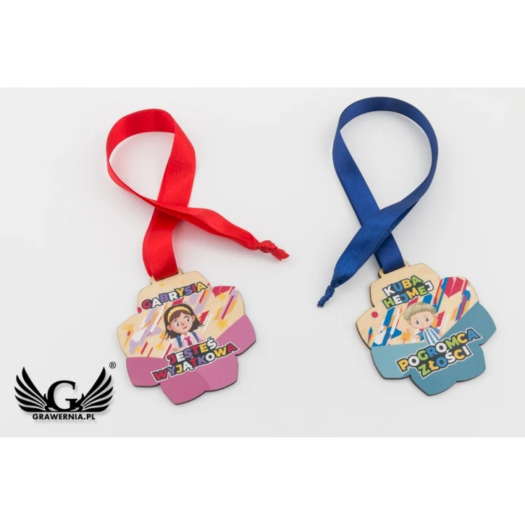 Holzmedaille für Kindergartenkinder, Schüler - Größe 83x89mm - UV-Druck - MGR079