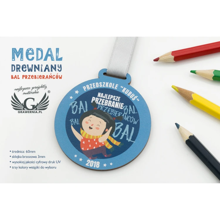 UV-Druck Holzmedaille - Kostümball - Durchmesser: 60mm - MGR059