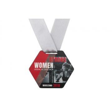 UV-bedruckte Holzmedaille - Starke Frau - Abmessungen: 79x66mm - MGR062
