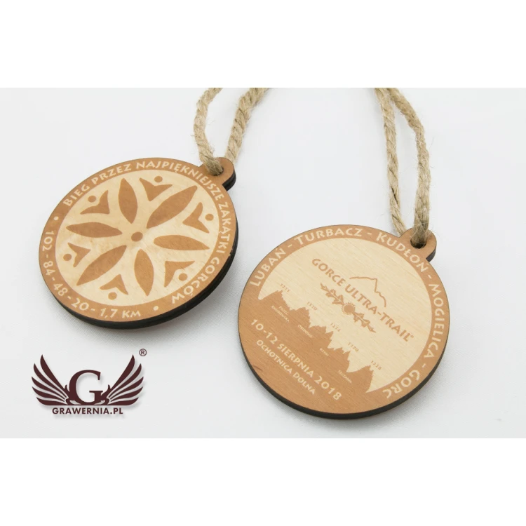 Holzmedaille Bergpfad - Durchm. 80mm - Dicke 5mm - UV-Druck - MGR027