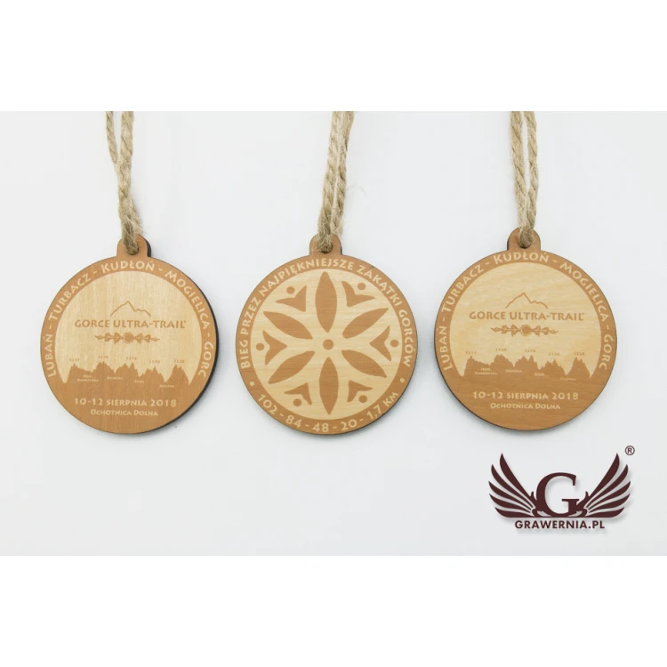 Holzmedaille Bergpfad - Durchm. 80mm - Dicke 5mm - UV-Druck - MGR027
