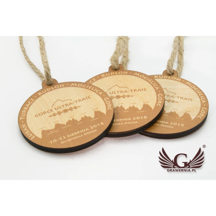Holzmedaille Bergpfad - Durchm. 80mm - Dicke 5mm - UV-Druck - MGR027