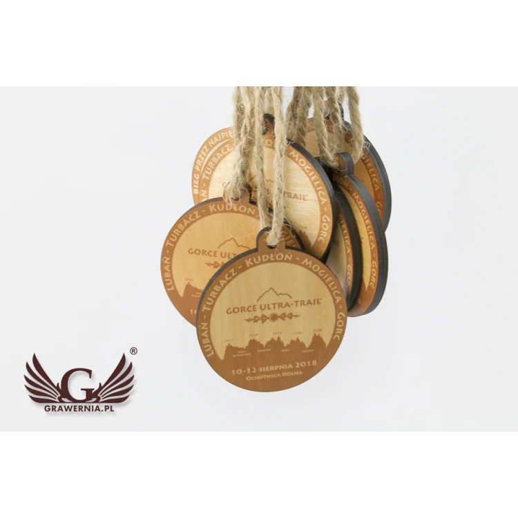Holzmedaille Bergpfad - Durchm. 80mm - Dicke 5mm - UV-Druck - MGR027