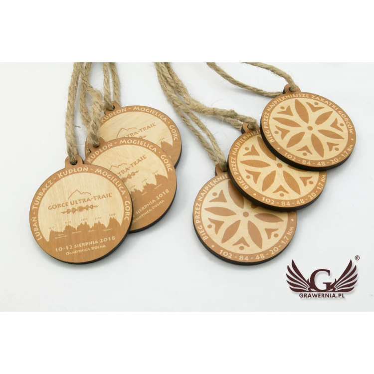 Holzmedaille Bergpfad - Durchm. 80mm - Dicke 5mm - UV-Druck - MGR027