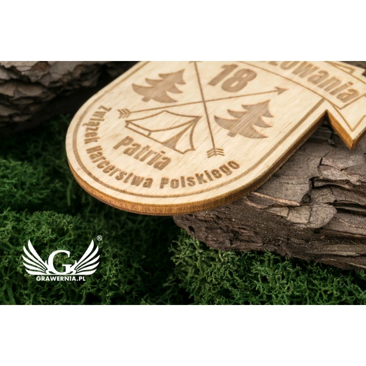 Lasergravierter Holzmedaille - Abmessungen: 70x62mm - Stärke: 3mm - MGR038