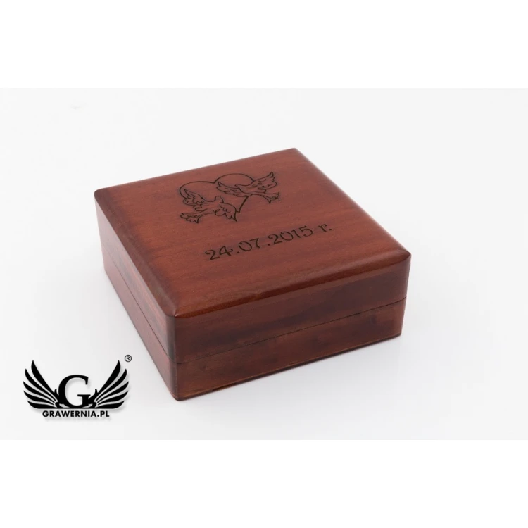 Holzmedaille zum 5. Hochzeitstag (aus Holz) in einer Holzkassette - Farbe warmes Braun - MGR009
