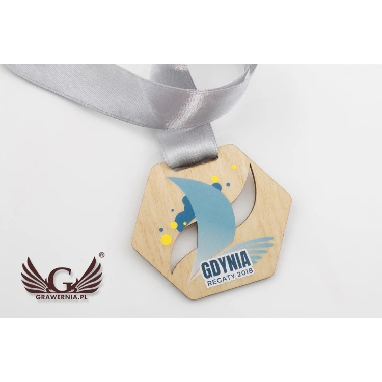 UV-bedruckte Holzmedaille - Marina - Größe: 79x66mm - MGR060