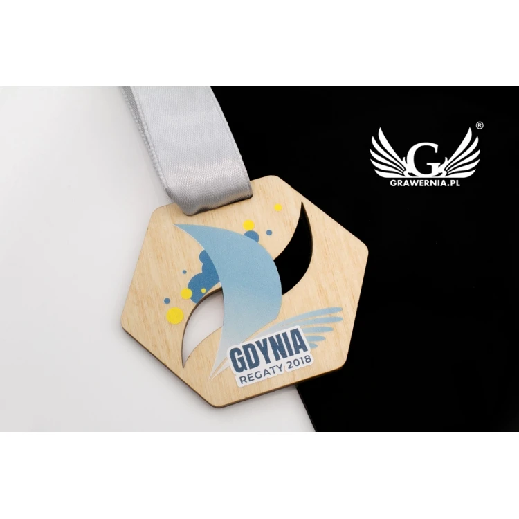 UV-bedruckte Holzmedaille - Marina - Größe: 79x66mm - MGR060