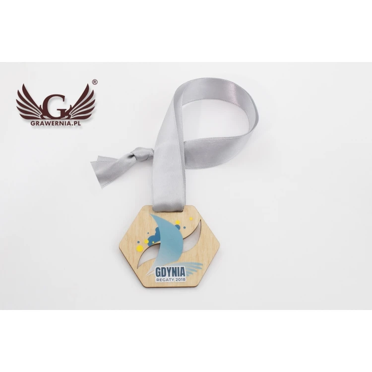 UV-bedruckte Holzmedaille - Marina - Größe: 79x66mm - MGR060