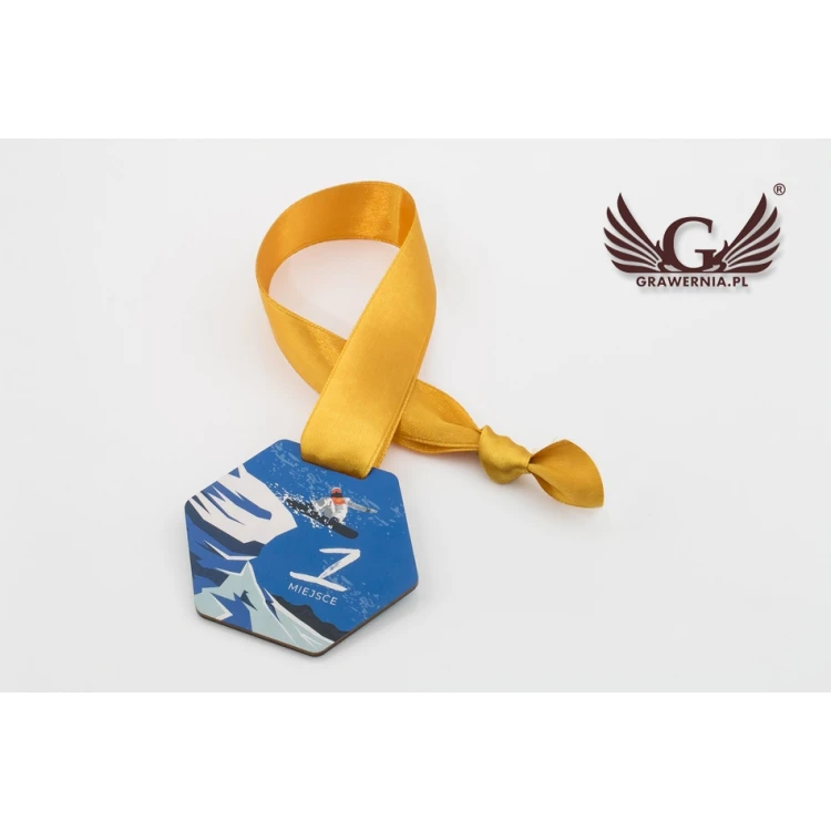 UV-bedruckte Holzmedaille - Winter Sport - Abmessungen: 79x66mm - MGR061