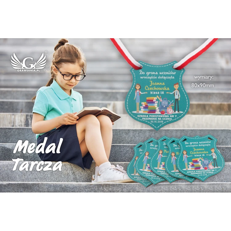 Holzmedaille Schild - Einschulung - Größe 80x90mm - UV-Druck - MGR026
