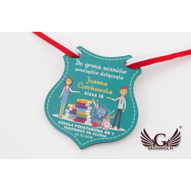 Holzmedaille Schild - Einschulung - Größe 80x90mm - UV-Druck - MGR026