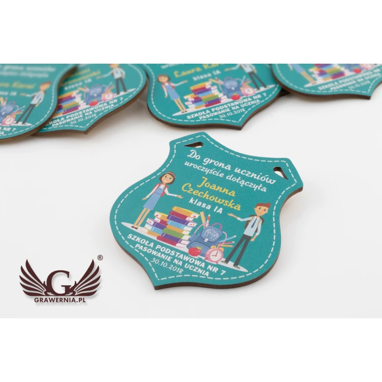 Holzmedaille Schild - Einschulung - Größe 80x90mm - UV-Druck - MGR026
