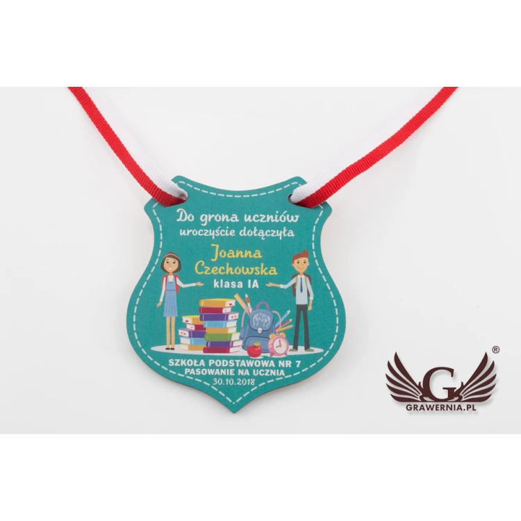 Holzmedaille Schild - Einschulung - Größe 80x90mm - UV-Druck - MGR026
