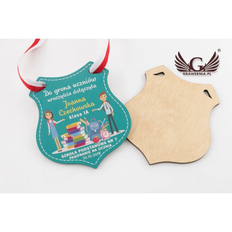 Holzmedaille Schild - Einschulung - Größe 80x90mm - UV-Druck - MGR026